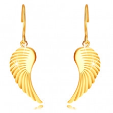 14-karatni zlati uhani - velika angelska krila, sijoča površina, afriški kavelj