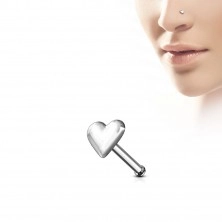 Ploščat piercing za nos - polno simetrično srce