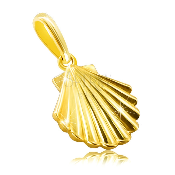 Zlati obesek iz 14K rumenega zlata - morska školjka, sijoča in gladka površina