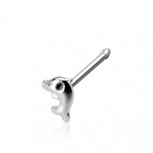 Ploščat piercing za nos iz srebvra 925 - delfinček, širina 0,8 mm