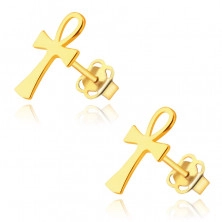 14K Zlati uhani – egipčanski križ, čepki