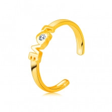 Diamantni prstan iz 14 K rumenega zlata z odprtimi kraki – napis “LOVE”, briljant