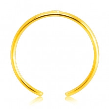 14K diamantni prstan iz rumenega zlata - tanka odprta kraka, prozoren briljant