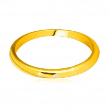 Diamantni prstan iz 14K rumenega zlata  - tanka, gladka kraka, prozoren briljant