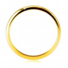 Diamantni obroček iz rumenega zlata 585 - napis „LOVE“ z briljantom, gladko površino, 1,6 mm