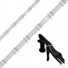 925 Srebrna zapestnica - pravokotne povezave iz tankih paličic, zaponka v obliki karabina