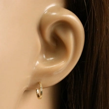 Majhni okrogli uhani iz 14K zlata - tanki, oglati kraki, sijoča površina, 10 mm