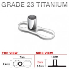 Podkožni mikrodermalni vsadek iz titana, dve luknji, 2 mm