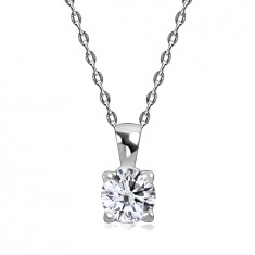 Diamantna ogrlica iz belega zlata 585 - briljant v kvadratnem nosilcu, fina verižica