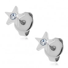 Jekleni uhani - peterokraka zvezda s cirkonom, čepki