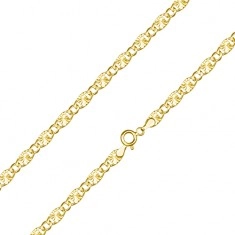 Zlata verižica 585 – poševni in žarkasto okrašeni ovalni členi, 500 mm
