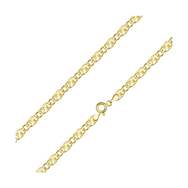 Zlata verižica 585 – poševni in žarkasto okrašeni ovalni členi, 500 mm