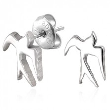 Jekleni uhani srebrne barve - sijoča lastovka