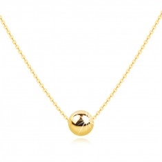 Ogrlica iz 14K rumenega zlata – gladka kroglica, fina verižica