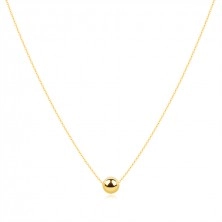 Ogrlica iz 14K rumenega zlata – gladka kroglica, fina verižica
