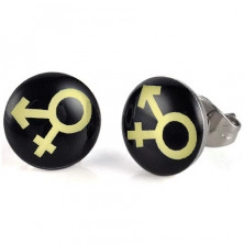 Jekleni vtični uhani s simbolom transseksualcev