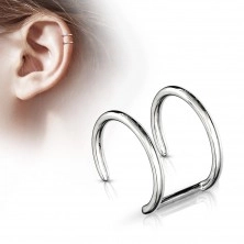 Imitacija piercinga za uho - sijoča jeklena kroga srebrne barve