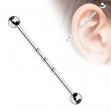 Jeklen piercing za uho - izbokline, okrogle bunkice