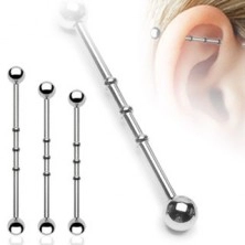 Jeklen piercing za uho - izbokline, okrogle bunkice