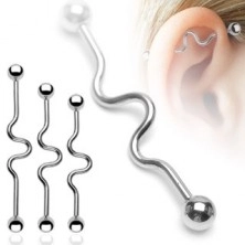 Piercing za uho z vijugo in okroglima bunkicama