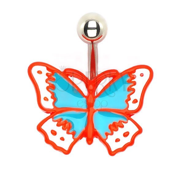 Uhan za popek - ulit retro metulj