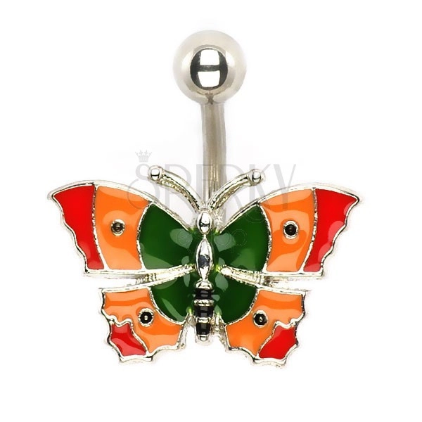 Uhan za popek - barven metulj
