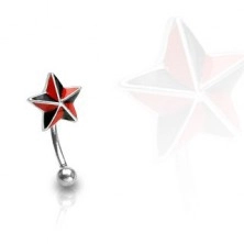 Piercing za obrvi - črno-rdeča zvezda