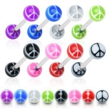 Palčka za jezik, kroglice s simbolom miru, različne barve