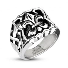 Jeklen pečatni prstan - stilizirana lilija