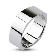 Oglat prstan iz nerjavečega jekla - bleščeča srebrna površina