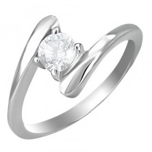 Zaročni prstan - okrogel kamenček, pritrjen med koncema prstana