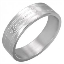 Jeklen poročni prstan z gravuro FOREVER LOVE