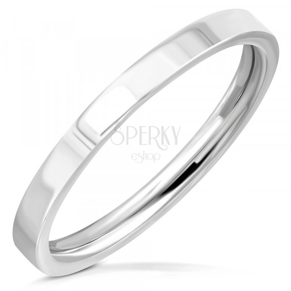 Poročni prstan iz nerjavečega jekla – preprost sijoč obroček, 2 mm