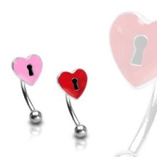 Zavit piercing za obrvi - srce s ključavnico
