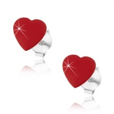 Uhani iz srebra sterling 925 - rdeče srce