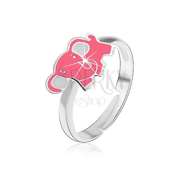 Otroški prstan iz srebra čistine 925 - roza slonček