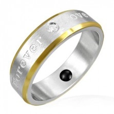 Magneten prstan iz jekla - zlati robovi, romantična gravura