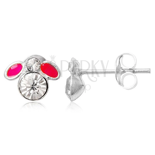 Srebrni uhani - majhna vinska mušica, roza krila