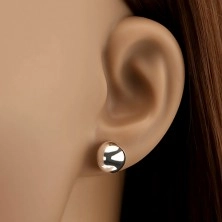 Srebrni uhani v obliki polkrogle - 10 mm