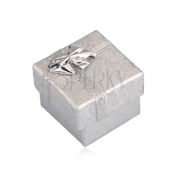 Darilna škatlica - srebrne vrtnice, srebrn trak, 40 mm