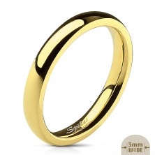Poročni prstan iz jekla z zrcalnim sijajem zlate barve - 3 mm