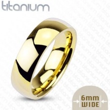 Poročni prstan iz titana zlate barve, 6 mm