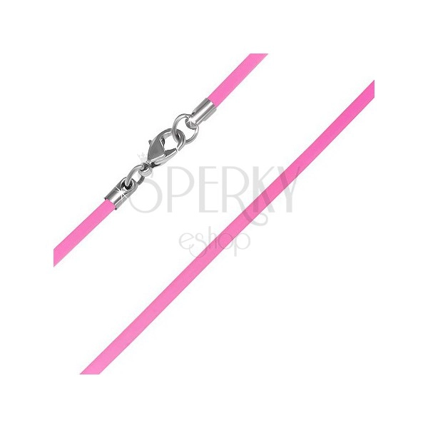 Ogrlica iz gumijaste vrvice - fluorescentno rožnata, 2 mm
