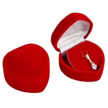 Darilna škatlica za obesek - srce s površino iz rdečega žameta