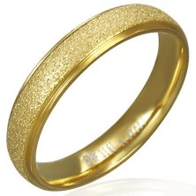Peskan jeklen poročni prstan zlate barve