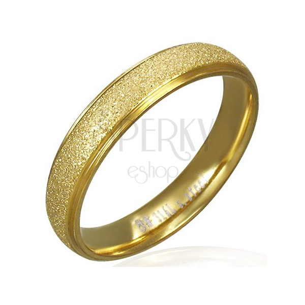 Peskan jeklen poročni prstan zlate barve