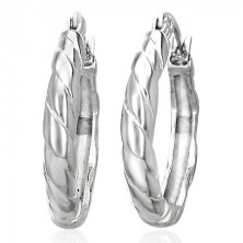 Okrogli prepleteni uhani iz kirurškega jekla, srebrne barve