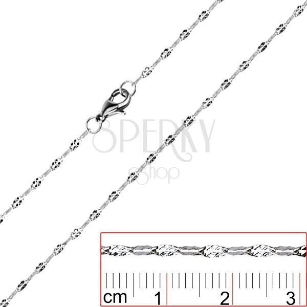 Verižica iz kirurškega jekla - sploščeni členi z zarezami v obliki črke X