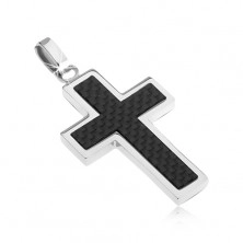 Križ iz kirurškega jekla - okras z ogljikovim vzorcem