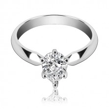 Poročni prstan iz srebra sterling - cirkon v obliki solze